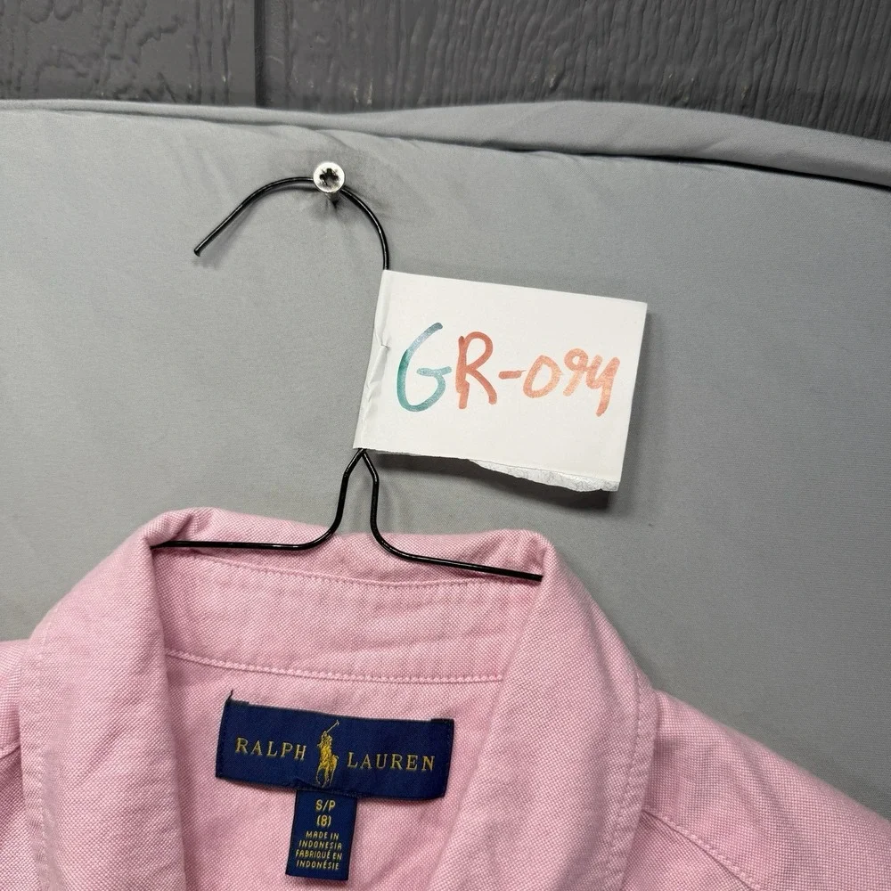Ralph Lauren Dress Shirt Youth Small Pink Cotton Oxford Flesh Pony Long Sleeve